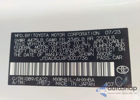 2023 Toyota Prius Prime Xse Premium z USA, uszkodzony, nr VIN JTDACACU4P3007736
